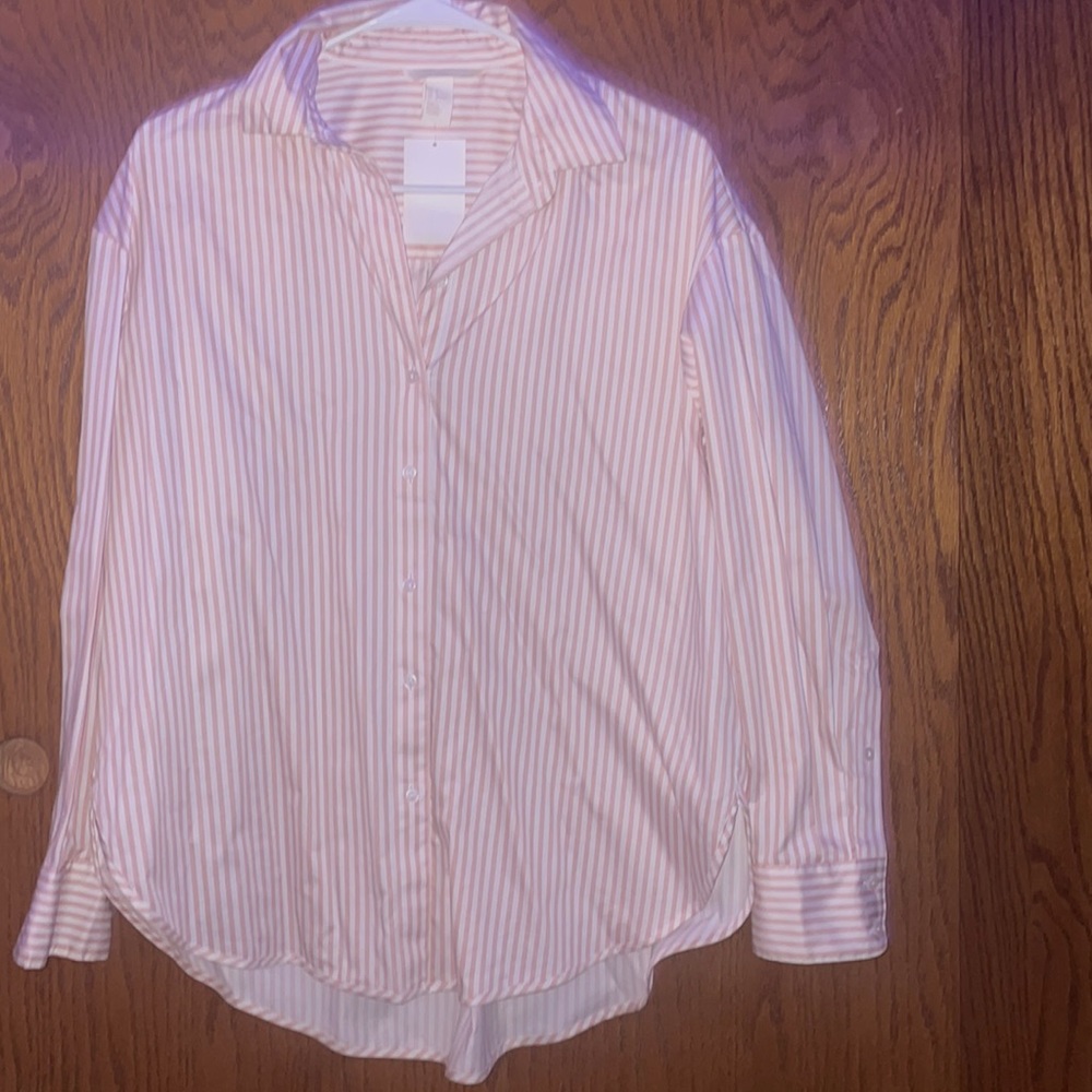 H&M Peach Striped Button-down